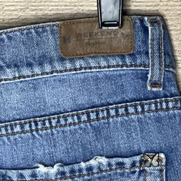 MaxMara Weekend Cropped Boyfriend Jeans Distressed Raw Hem Blue Size W29 8 - Picture 10 of 11